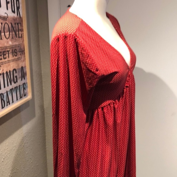 Sacred Threads Red Babydoll Dress with Plunge Neckline - Picture 2 of 14